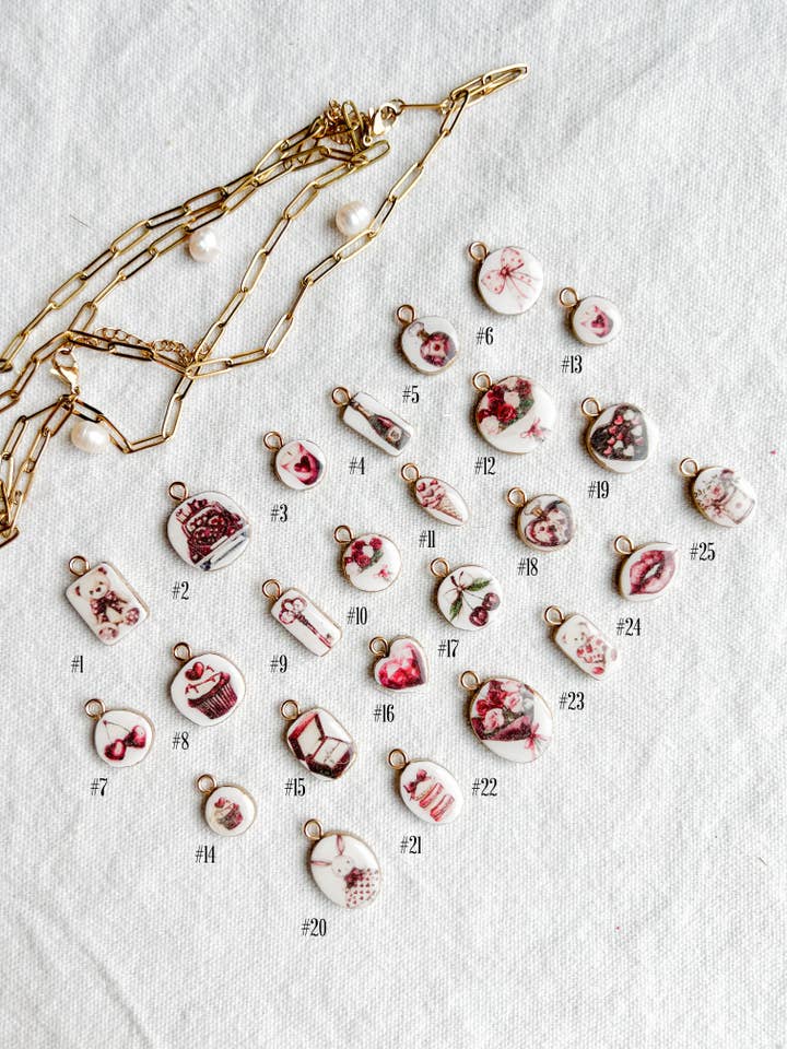 Valentines Day Red Heart Polymer Clay Jewelry Charms for wholesale by Morning Dew Designs