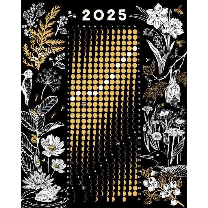 2025 MOON CALENDAR POSTCARD for wholesale by Anna Montagne Studio