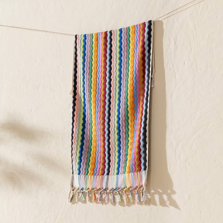 Pompom Zigzag Handloomed Turkish Hand Towels farmhouse Decor for wholesale by Kikoya