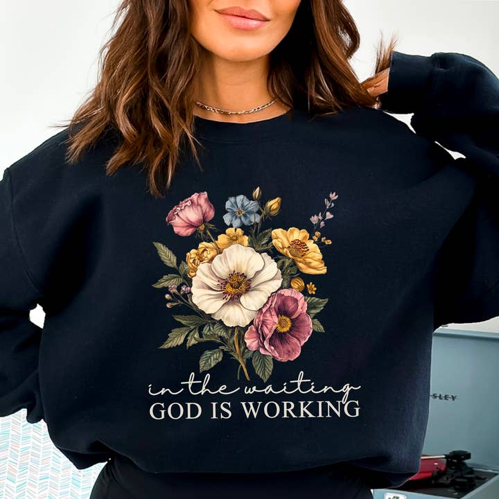 In The Waiting Christian Graphic Sweatshirt | Christian for wholesale by Shoppe SHC