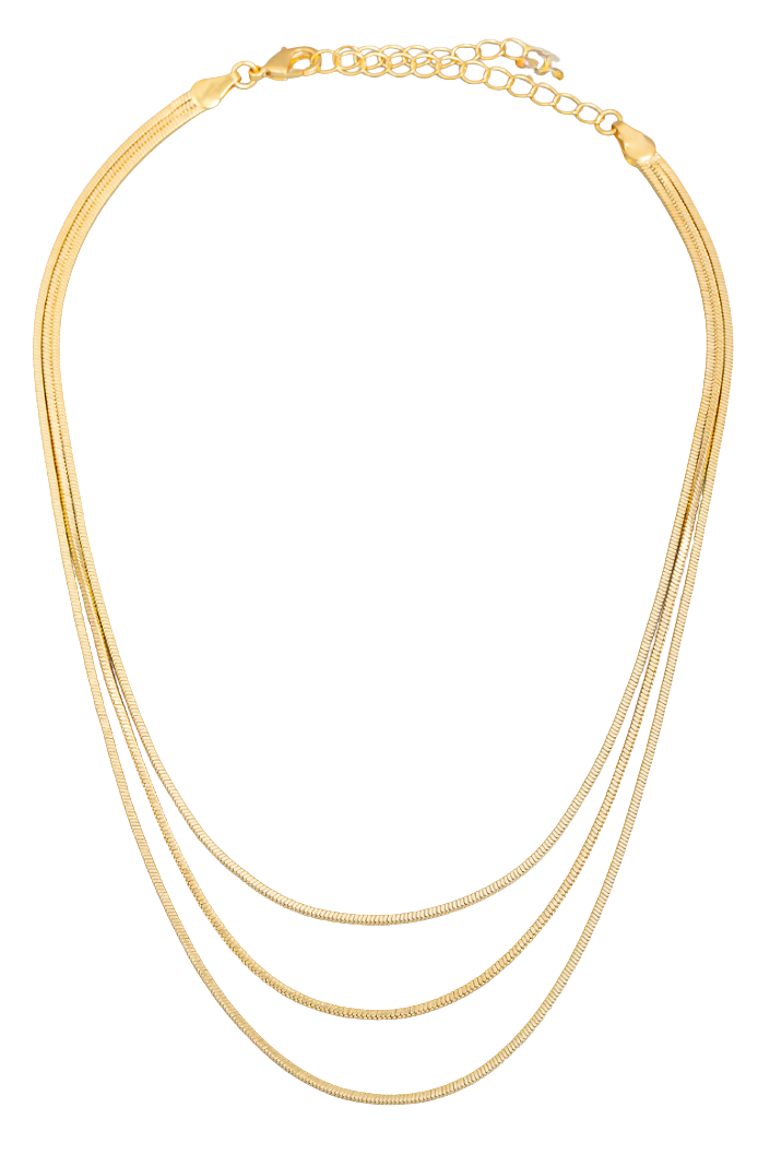 HoopLa - Wholesale Link & Chain Necklace - Trippy- 3 Wheat Necklace Stack- Waterproof- 18K Gold PVD1