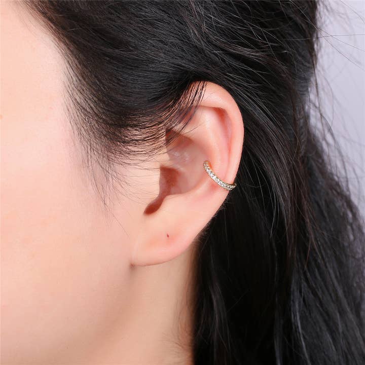 Aim Eternal - Wholesale Cuff/Wrap Earrings - 1x Micro Pave Gold Filled Earring Simple Ear Cuff AI131