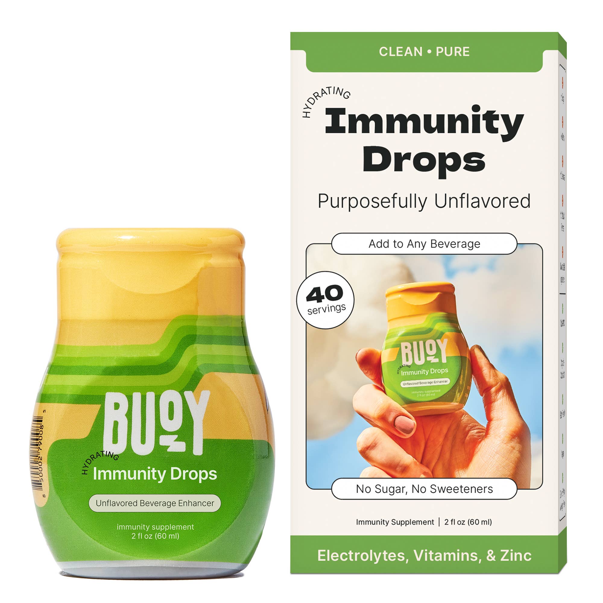 Buoy Hydration - Wholesale Oral Supplement/Vitamin - Immunity Drops: Unsweetened Hydration + Immune for Any Drink6