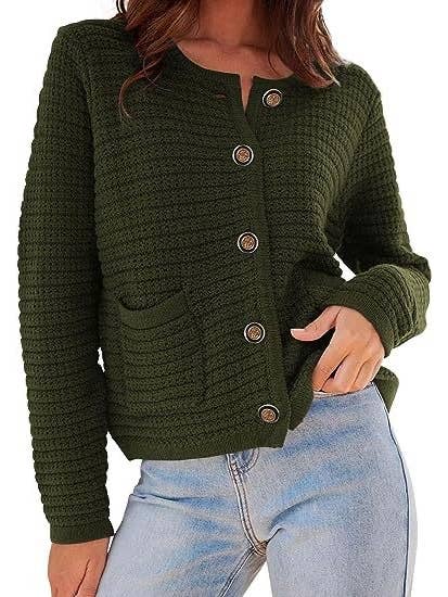 Miss Sparkling - Wholesale Cardigan - Women's - Textured button front cardigan