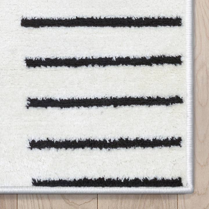 Well Woven - Wholesale Area Rug - Boho Rainbow Shag Geometric Ivory Black High-Low Rug2