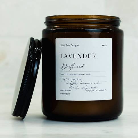 Bougie Bois Flotté Lavande, 200 g pour la vente par Stevi Ann Designs