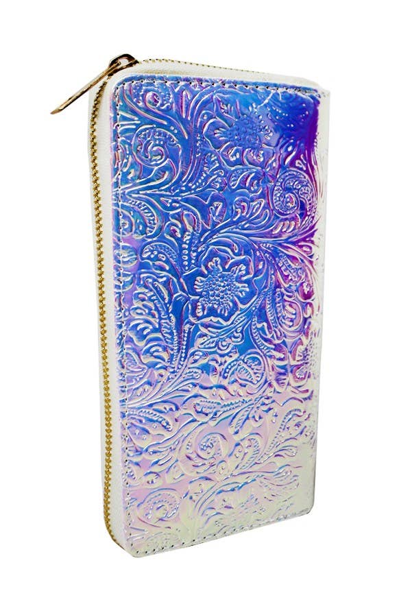 Cap Zone - Wholesale Wallet - Women's - Iridescent Floral Embossed Reflective Wallet1