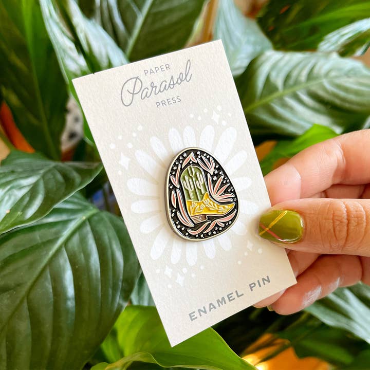 Paper Parasol Press - Wholesale Lapel Pin/Button - Baja Boot Enamel Pin