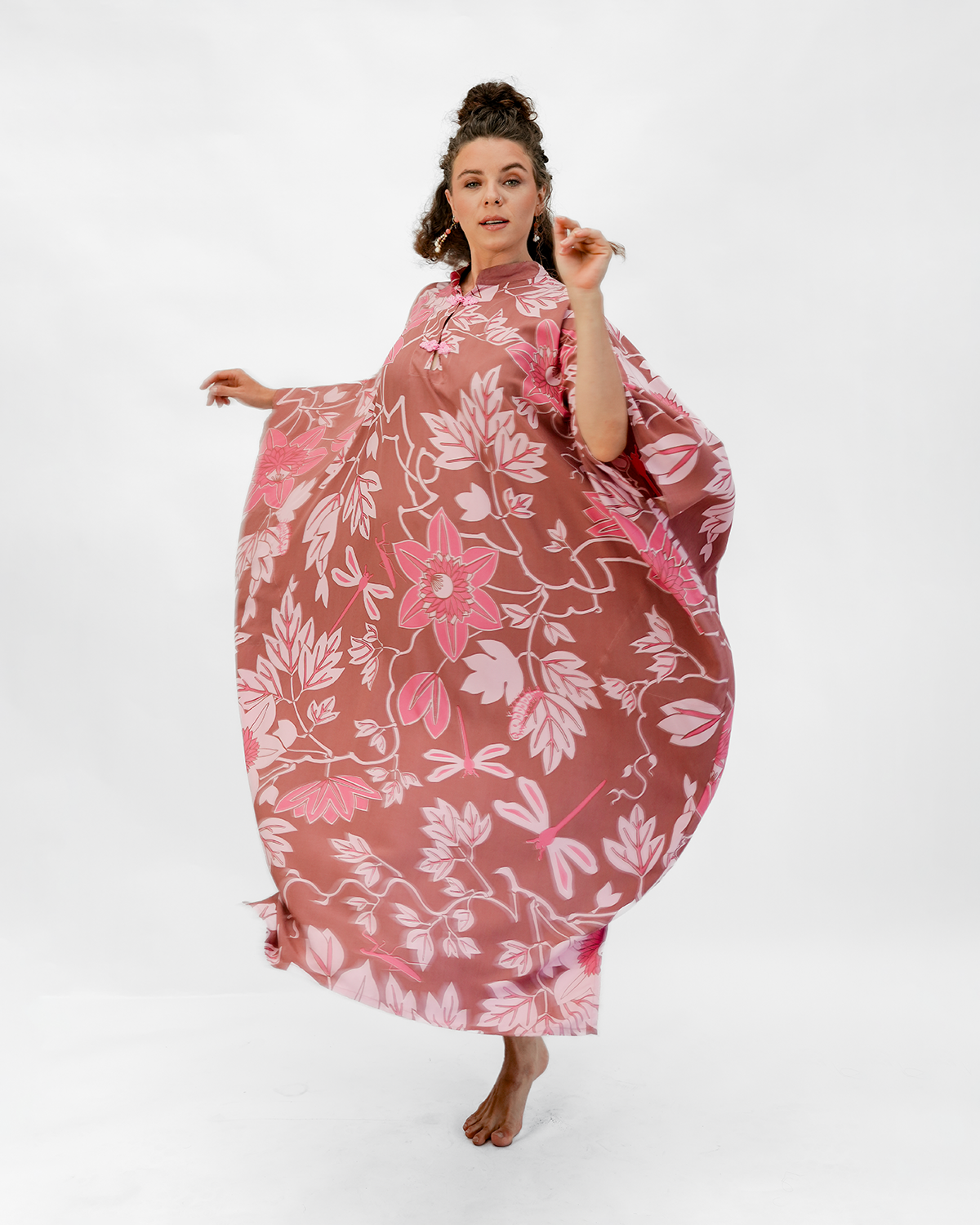 Balizen Direct from Bali - Wholesale Kaftan - Women's - NEW | High Neck Kaftan Dress | Big Passion Flower Sienna1