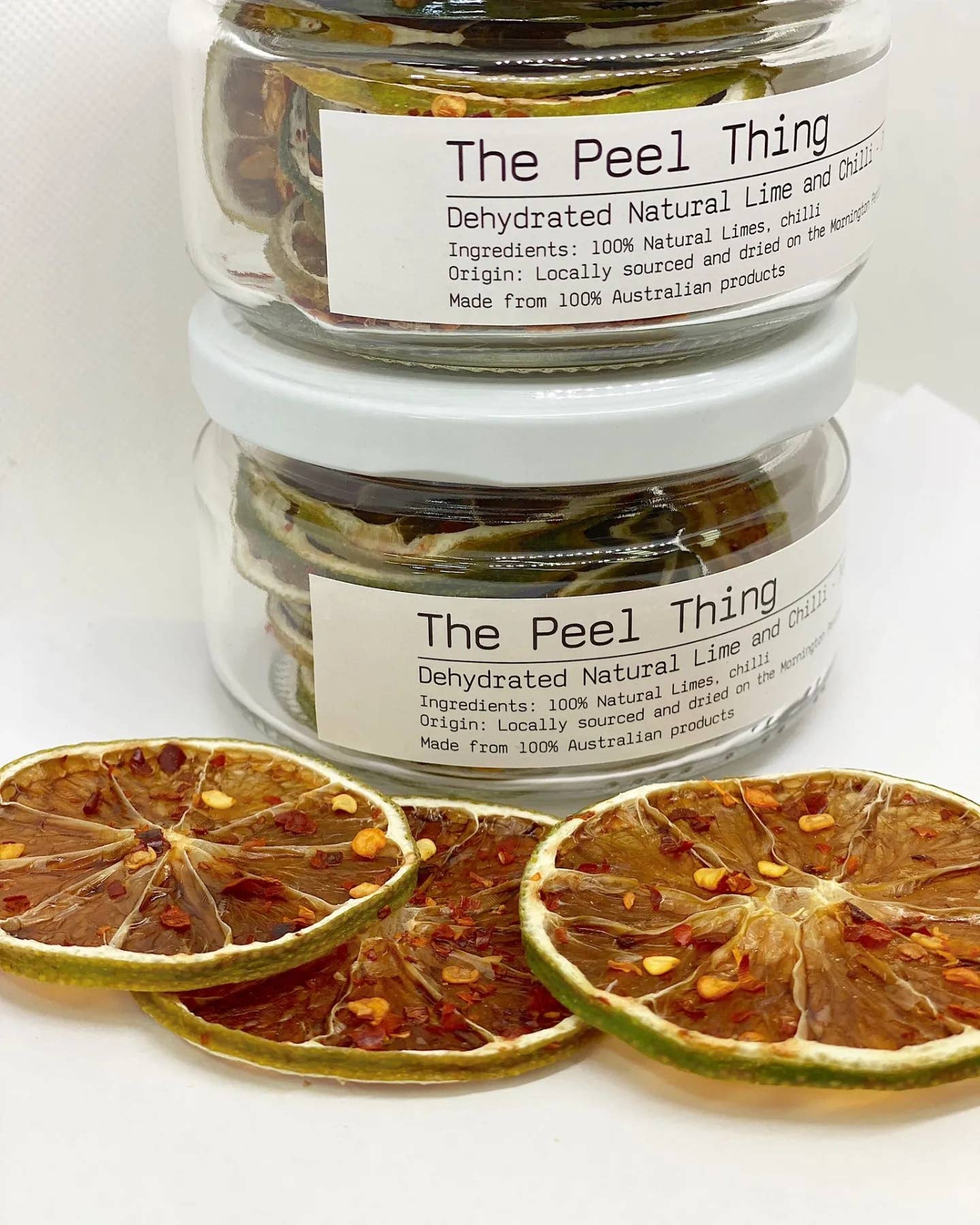 The Peel Thing - Wholesale Dried/dehydrated fruit - Gift Size - Infused Dehydrated Lime with Chilli - 30gm Jar0