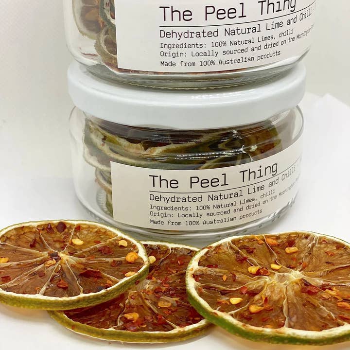 The Peel Thing - Vente Fruits secs/déshydratés - Format cadeau - Citron vert déshydraté infusé avec piment - Pot de 30 g