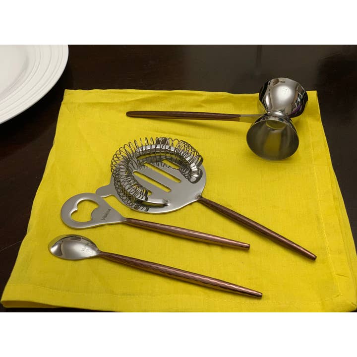 Vibhsa 4-delige roestvrijstalen barset - Bruin gehamerd voor wholesale door Vibhsa