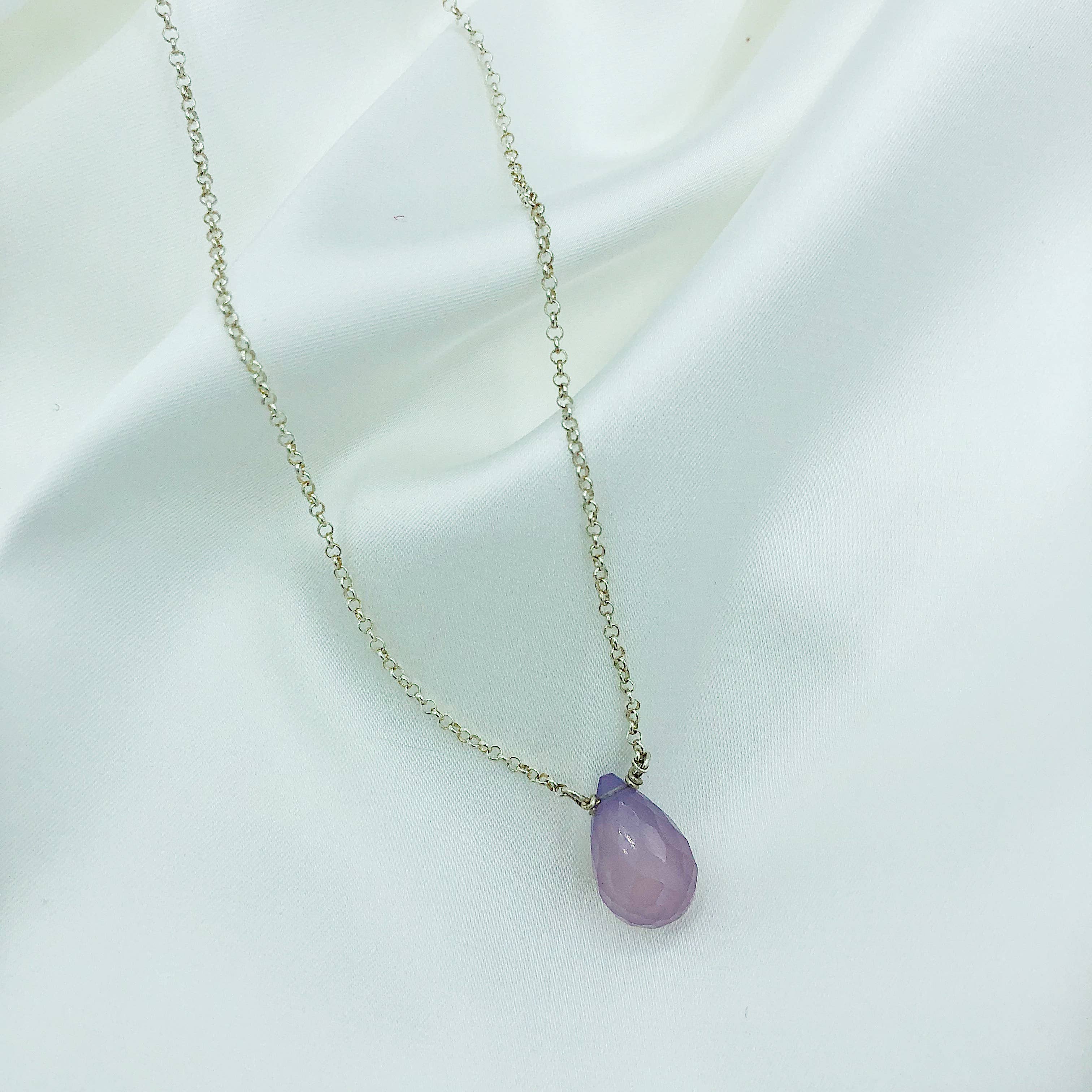 Third & Co. Studio - Wholesale Pendant/Charm Necklace - Faceted Rose Quartz Teardrop Necklace1
