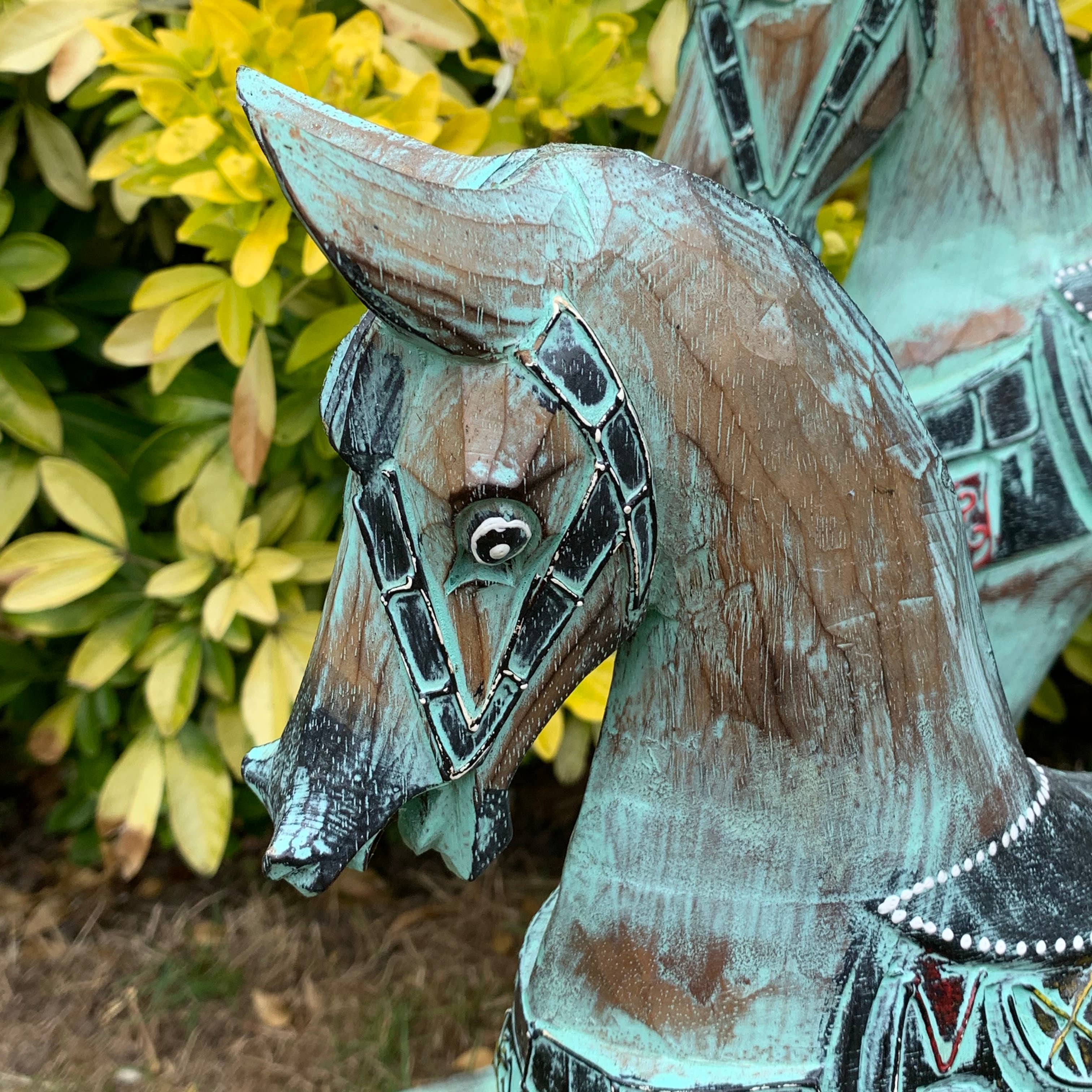 Minster Stylish Living Ltd – wholesale Decorative figurine – 50Cm/40Cm/30Cm Set 3 Blue Rocking Horse2