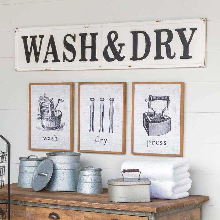 Park Hill Collection - Wholesale Sign - Embossed Metal Wash & Dry Sign