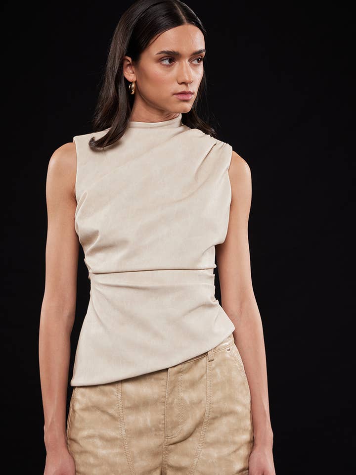 ASYMMETRIC PLEATHER MOCK NECK SLEEVELESS TOP-TI6804FO and other Purchase Wholesale asymmetrical top. Free Returns & Net 60 Terms on Faire trending on Faire.