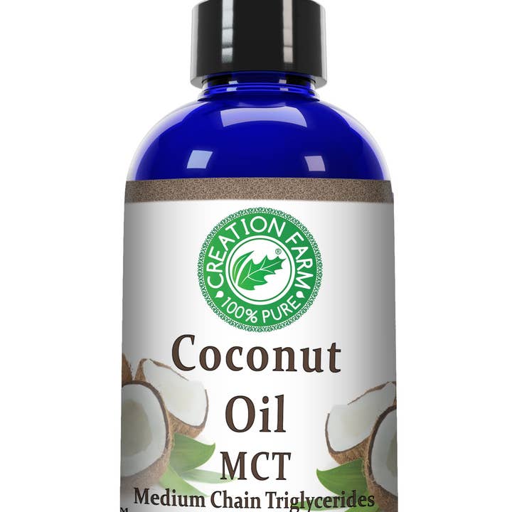 Creation Farm Inc - Wholesale Bath/Body Oil - Fractionated Coconut Oil - MCT OIL from Coconut - Aceite de coco fraccionado, MCT -8 OZ- 100% Pure