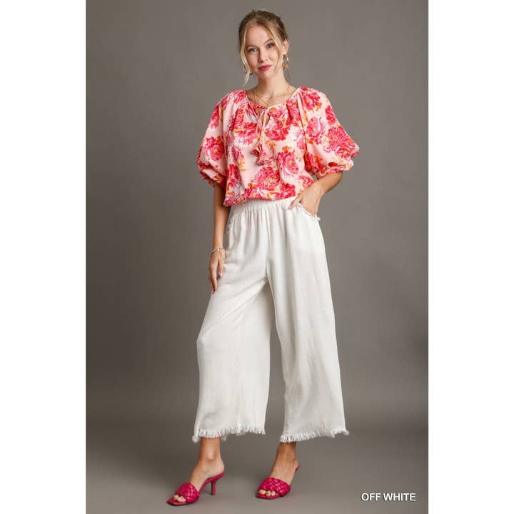 STYLE USA - Wholesale Broek - Dames - Broek met brede pijpen en elastische tailleband van linnen14