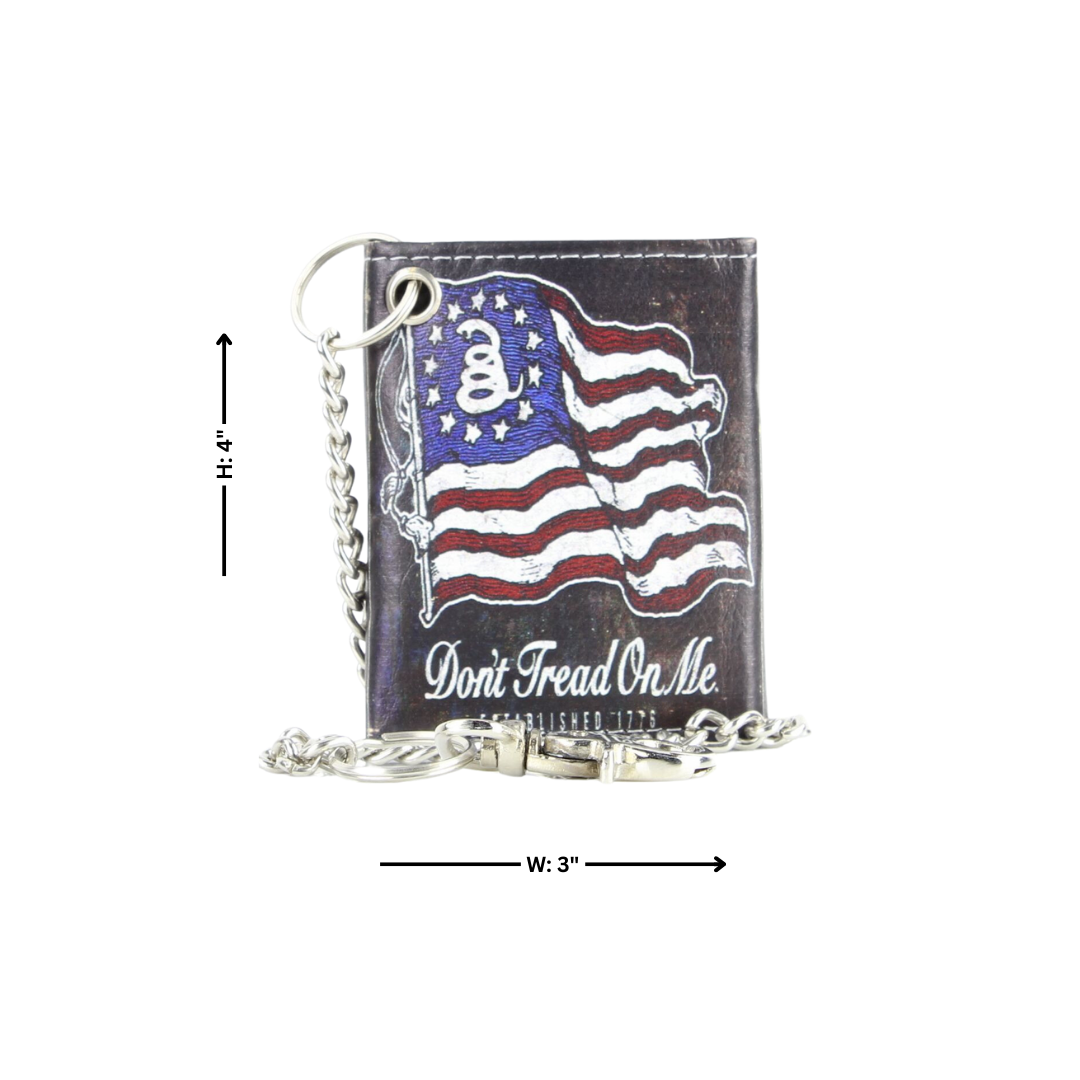 Leather Impressions Inc - Wholesale Wallet - Unisex - Don't Tread On Me Vegan Leather Chain Wallet with Gift Box2