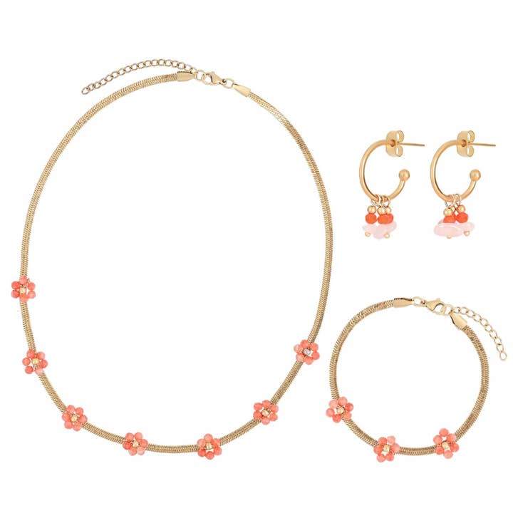 Coral Blossom Jewelry Set for wholesale by Trend & Co