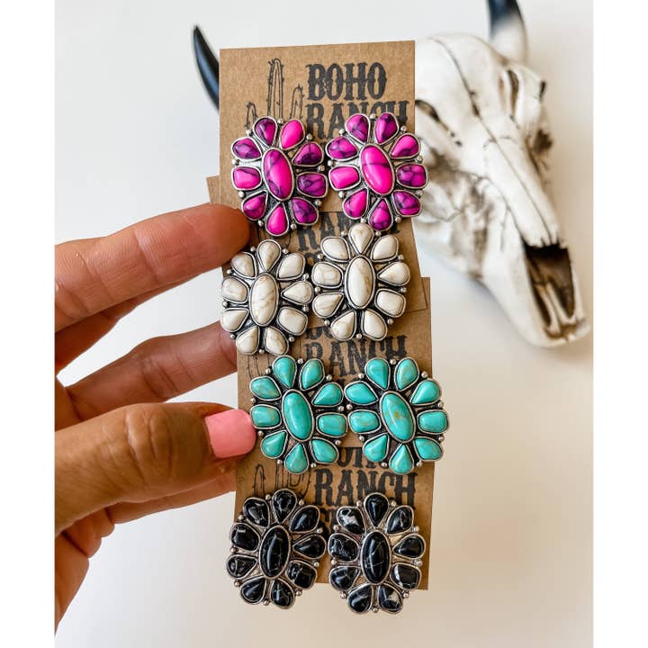Boho Ranch Shop - Wholesale Stud/Post Earrings - Conch Stone Studs Earrings Western Earrings2