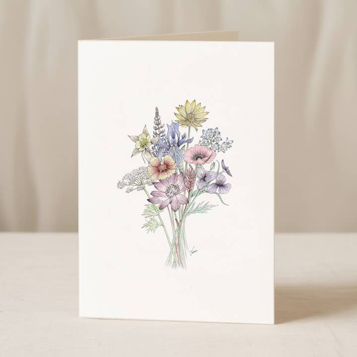 Carte de correspondance Bouquet de fleurs sauvages pour la vente par Vanee.ink