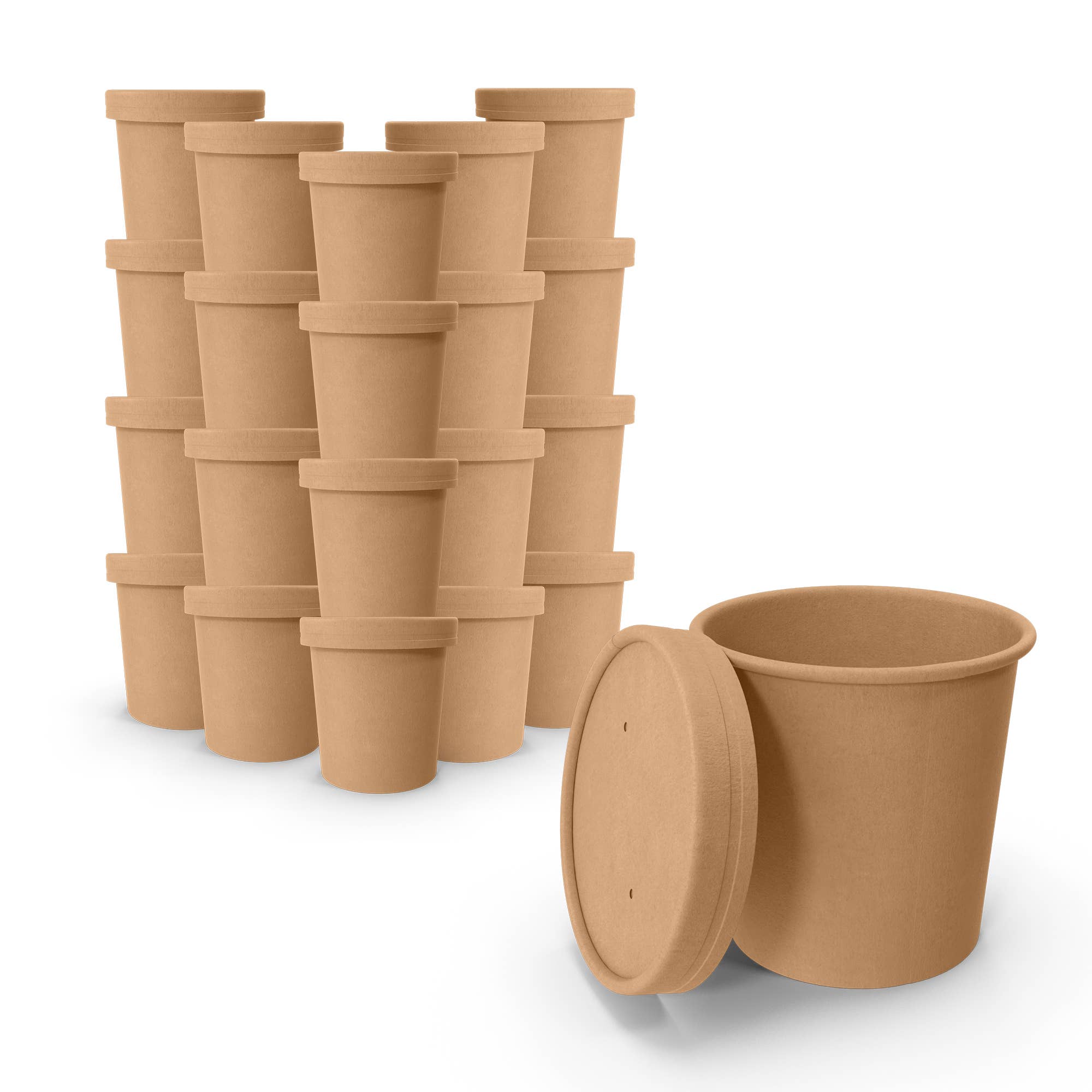MT Products - Wholesale Disposable Cup - MT Products Brown Paper Soup Cups with Lids8