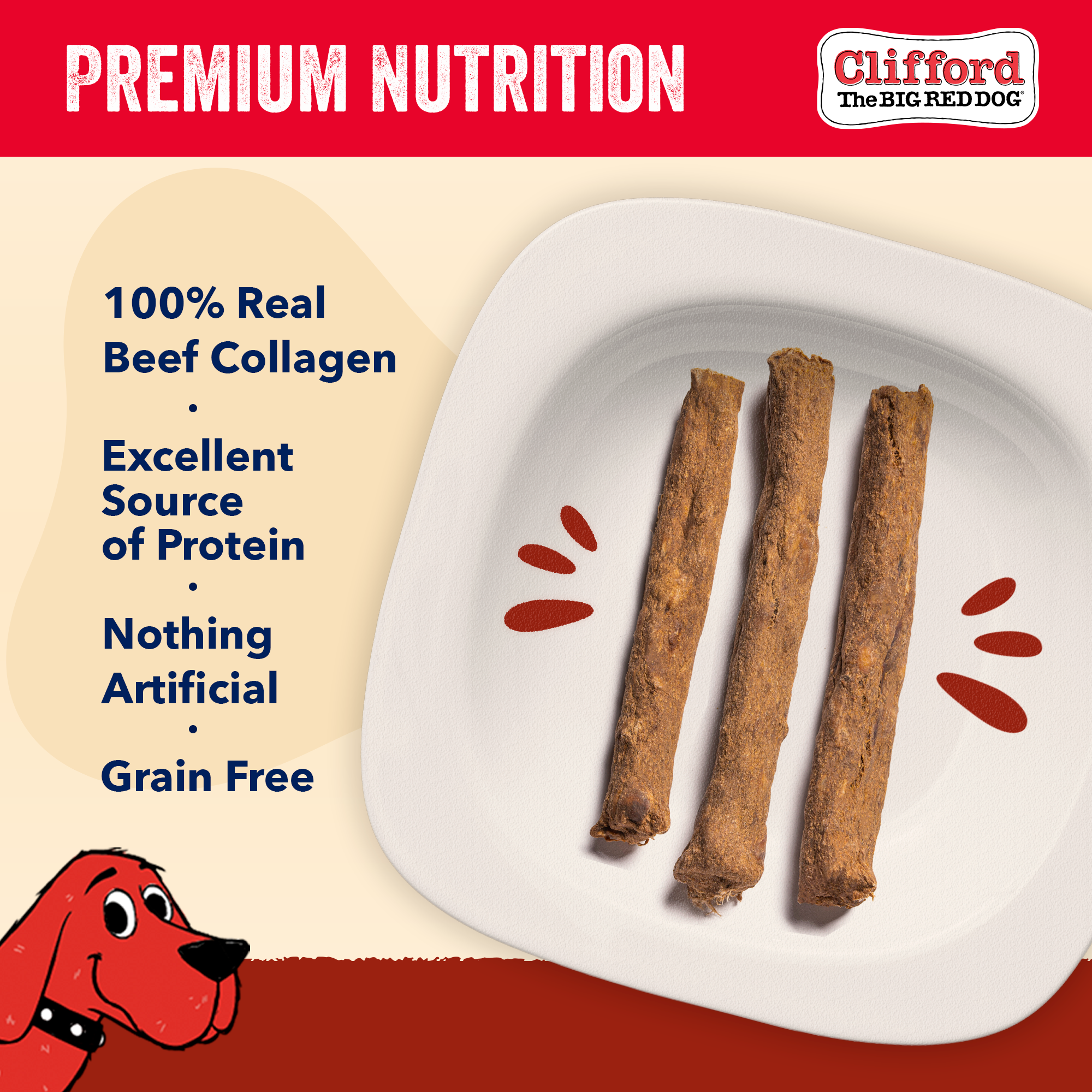J&C PET SUPPLY LLC - Wholesale Pet Treats - Dog - Clifford The Big Red Dog Crunchy Beef Sticks 6 ct Dog Treats2