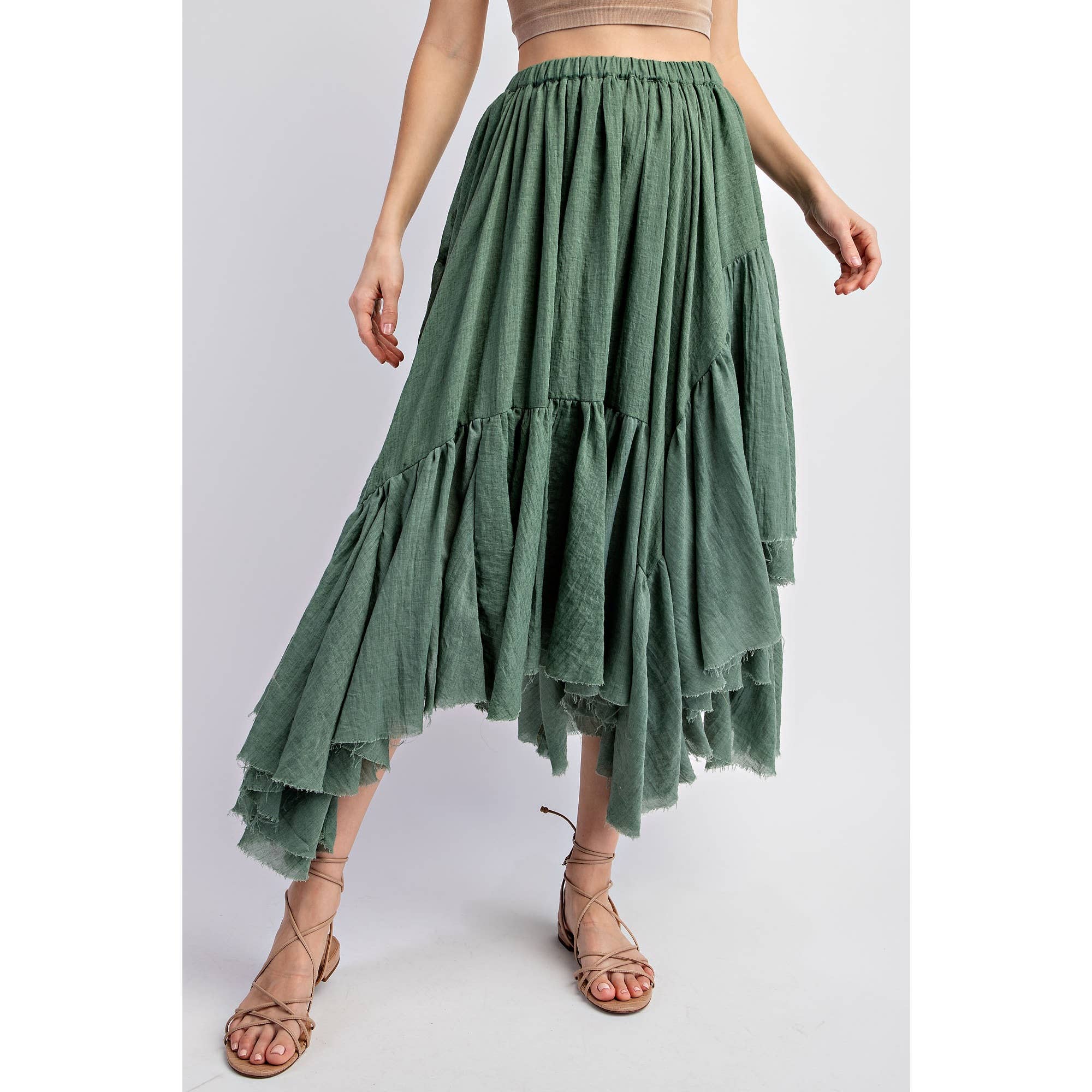 Sweet Generis - Wholesale Skirt - Women's - ASYMMETRICAL RAW-EDGE RUCHED UNEVEN HEMLINE SKIRT18
