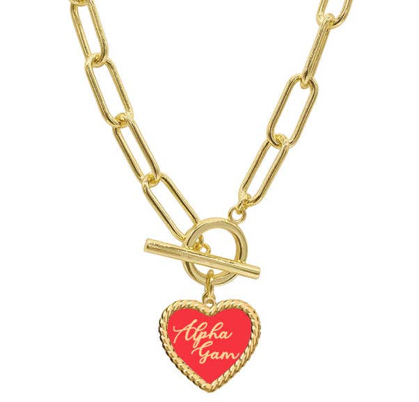 Over The Moon Greek - Wholesale Pendant/Charm Necklace - Sorority Enameled Heart Charm Necklace2