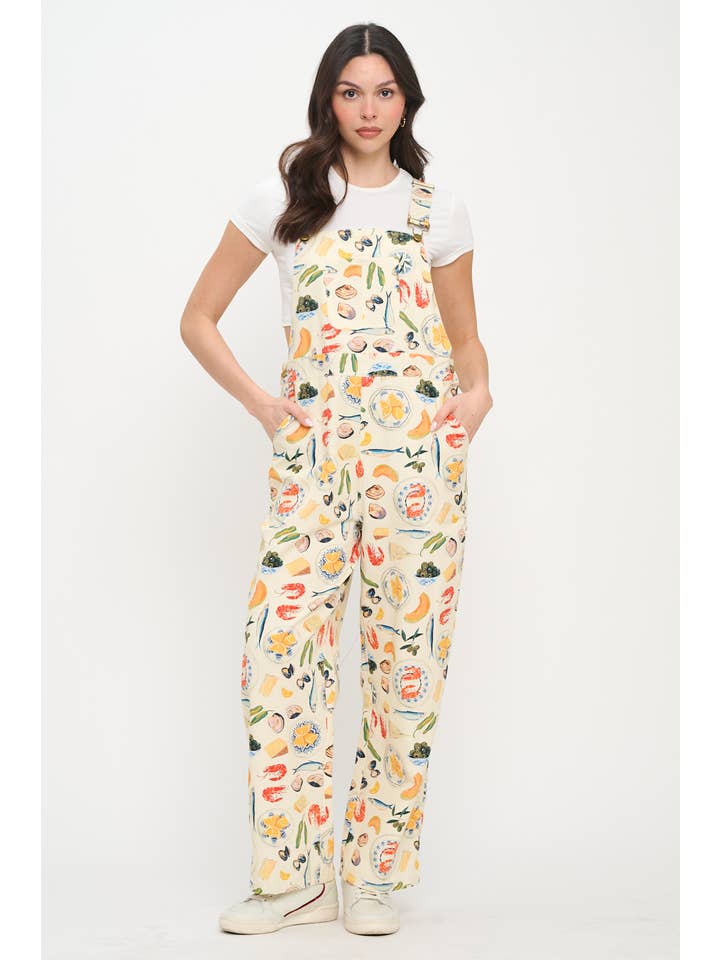 SM WARDROBE - Wholesale Overalls - Women's - MEDITERRANEAN DELIGHTS PRINT OVERALLS1