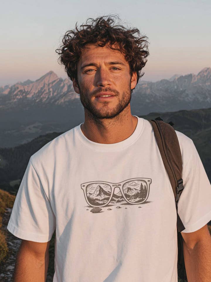 Alpenblick – Maglietta Premium da Uomo in Cotone Biologico per la vendita all'ingrosso da parte di Alpsland