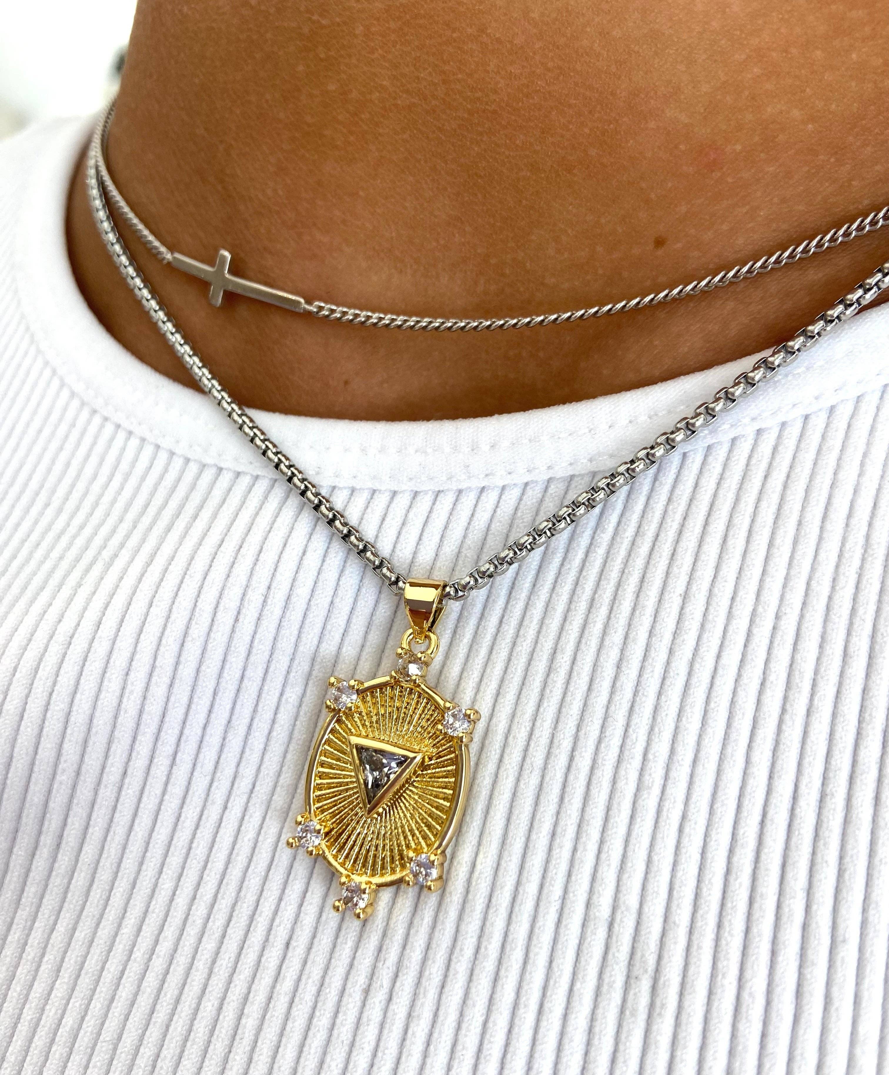 Nora James jewelry - Wholesale Pendant/Charm Necklace - Amelia Mix Metal Necklace0