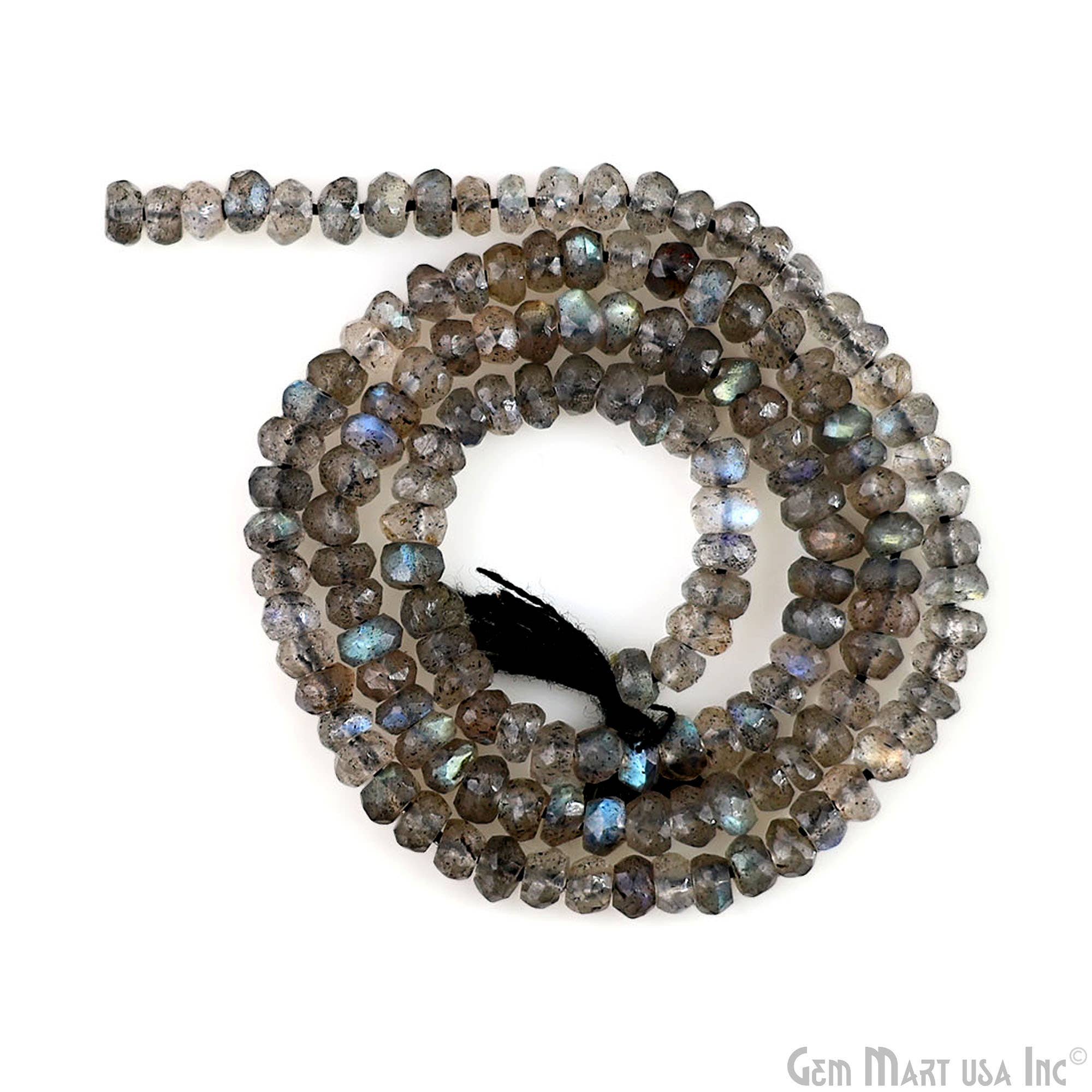 GemMartUSA - Vendita all'ingrosso Perline - Perline Rondelle in Labradorite, filo di pietre preziose da 31,75 cm, 3-4 mm6