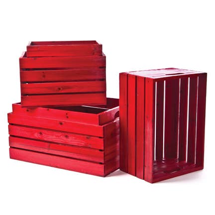 Willow Group - Wholesale Storage Bin - S/5 RECT WOOD CRATES-RED
