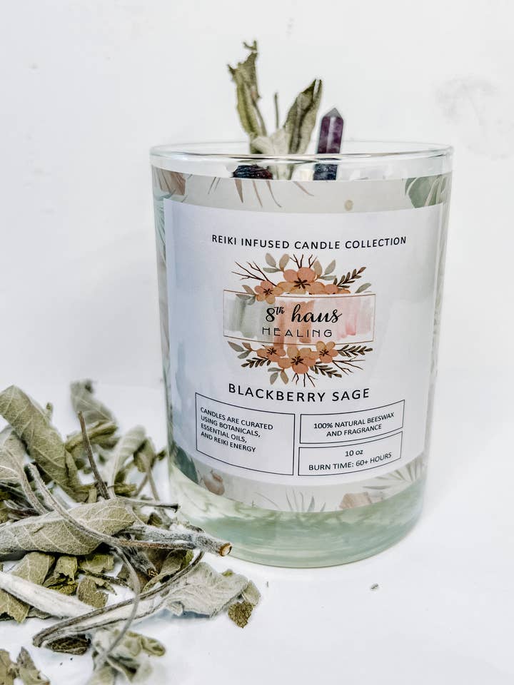 Økologisk bivokslys Blackberry Sage for engroshandel hos 8th Haus Healing
