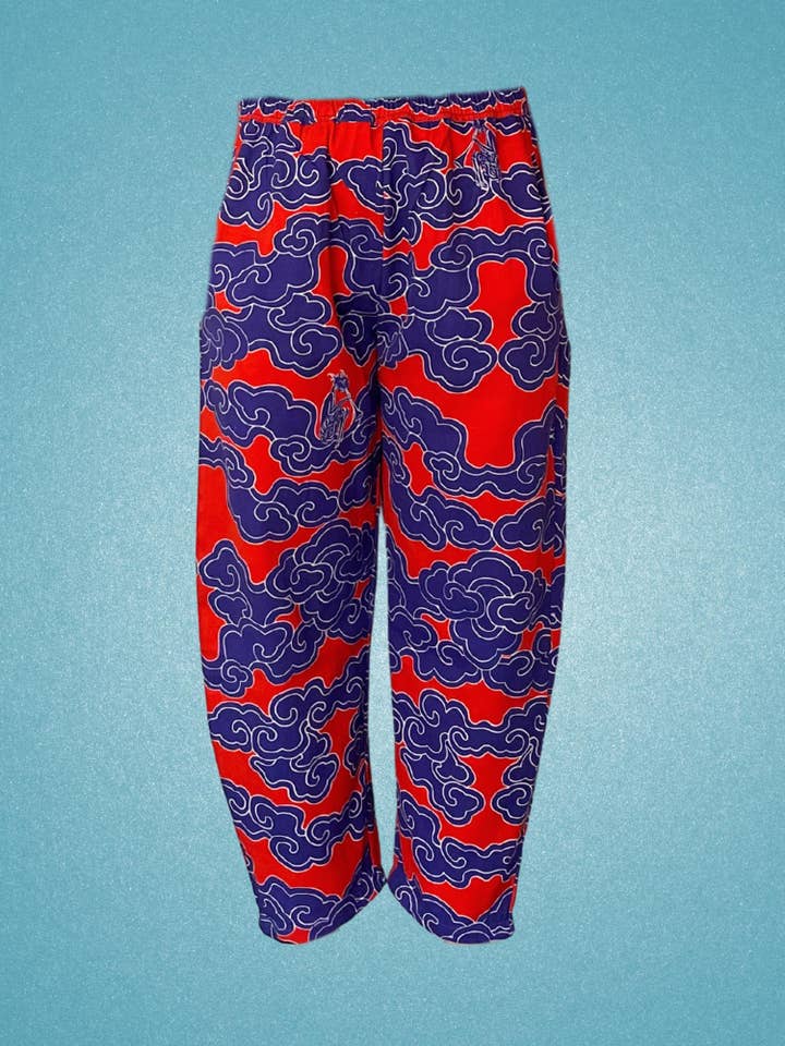 Wild Clouds – Engroshandel Bukser - Unisex – Økologisk bomuld og hør indigo skyer ballonbukser