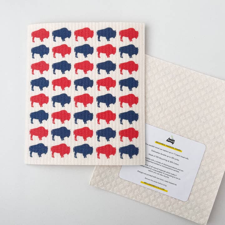 HellaHoney Co - Wholesale Dishcloth - Buffalo Bills Inspired Swedish Dish Towel1