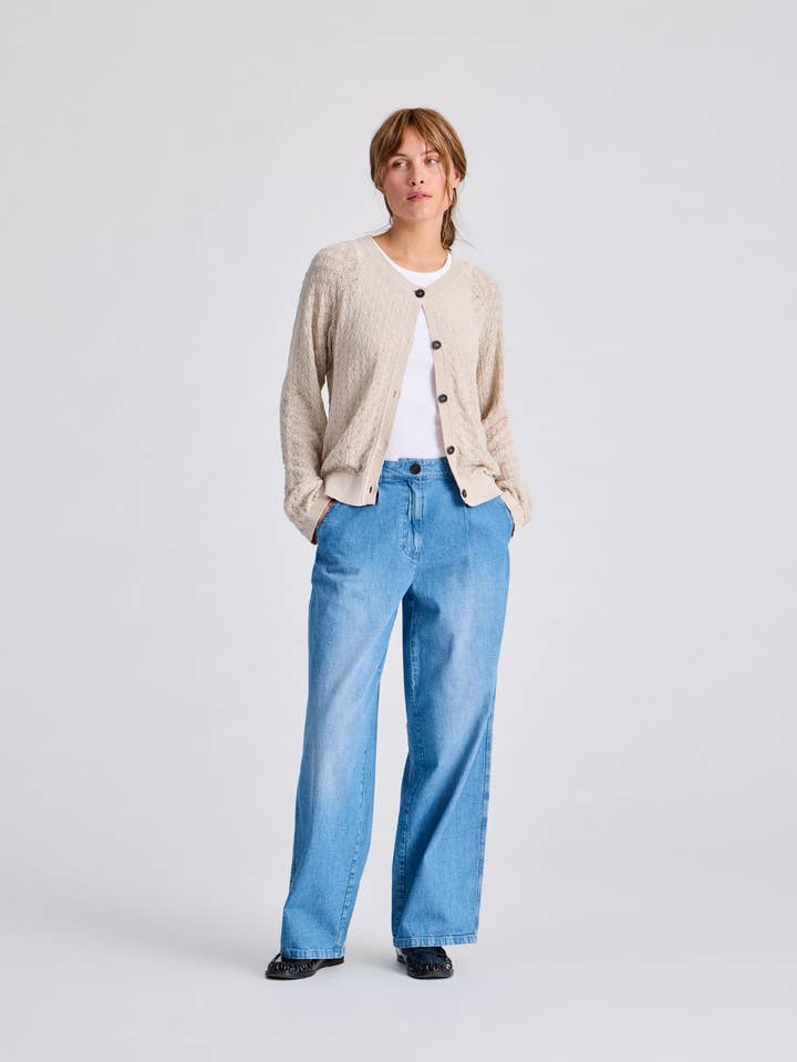 Cárdigan Ilse de Punto de Algodón Pointel GOTS - Gris Antiguo para venta al por mayor de gai-lisva