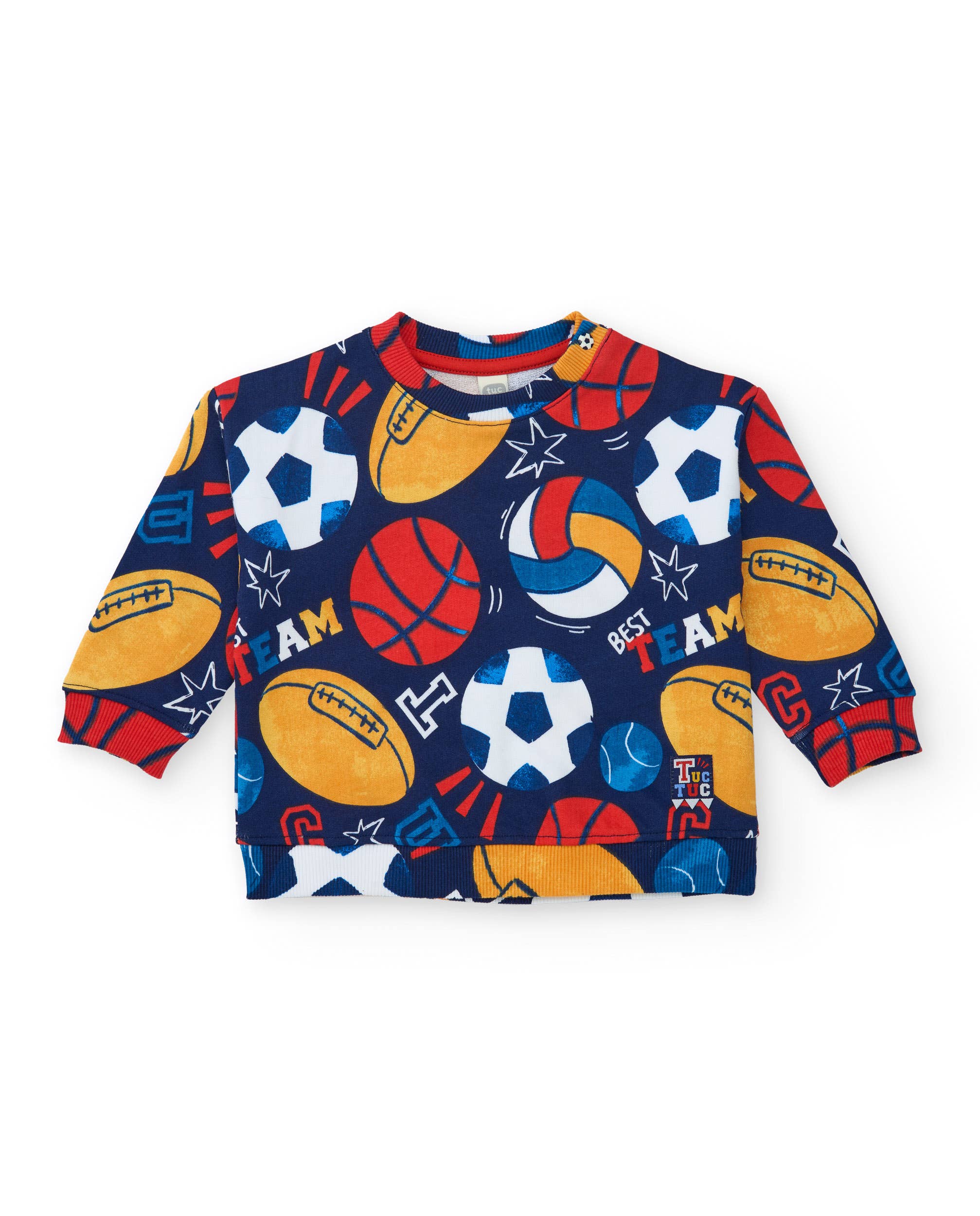 tuc tuc - Wholesale Sweatshirt - Kids - Blue fleece sweatshirt for boys with ball print0