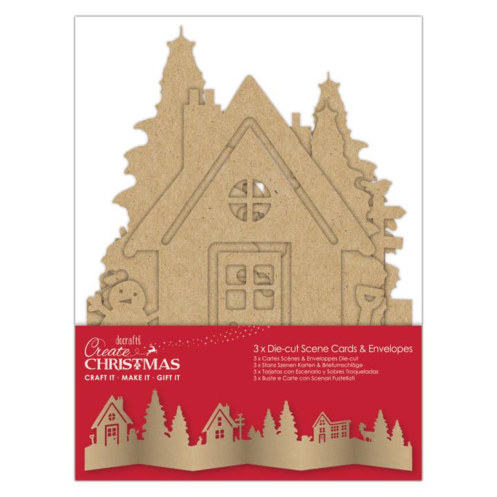 West Design Products - Wholesale Christmas Card - Create Christmas Die-Cut Scene Card & Envelope 3 Piece Kraft