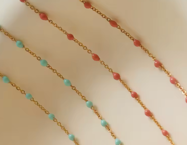HoopLa - Wholesale Link & Chain Necklace - Candy Chain Enamel Steel Chain Necklace14