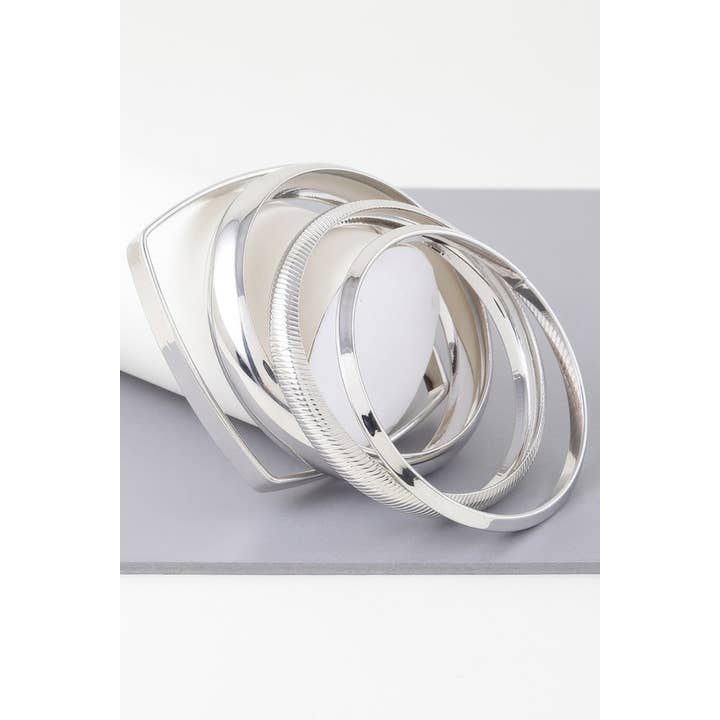 CC Wholesale Clothing - Wholesale Bangle Bracelet - Multi Shiny Silver Layer Bracelet3