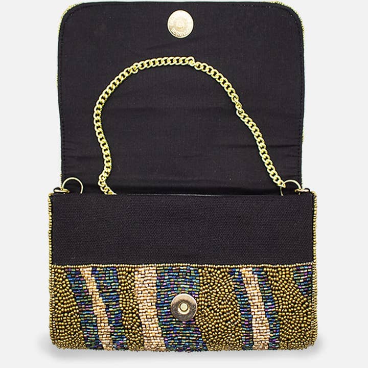 Pizzazz, Inc. - Wholesale Clutch Bag - Women's - IRIDESCENT BRONZE BEADED RECTANGULAR CLUTCH2