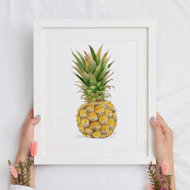 Impression d'art giclée d'ananas à l'aquarelle pour la vente par Markdisha Designs