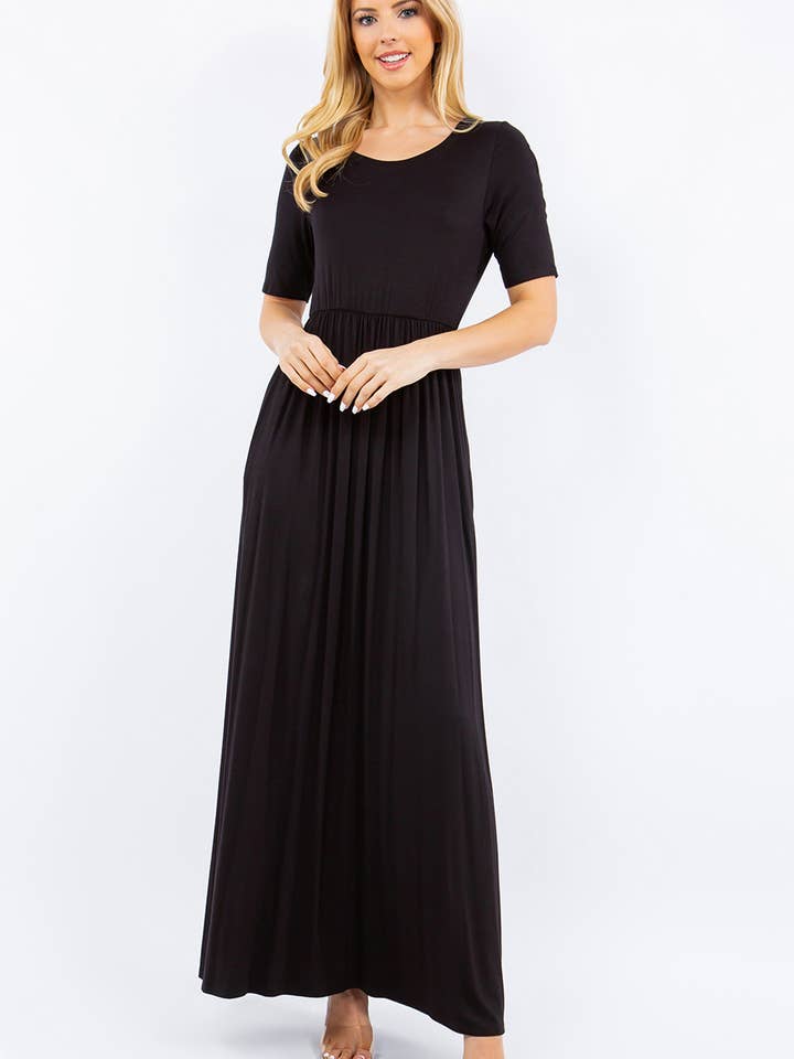 Celeste Clothing - Wholesale Dress - Women's - PLUS SIZE MODEST MAXI DRESS WITH POCKETS -CD23411T-PL15