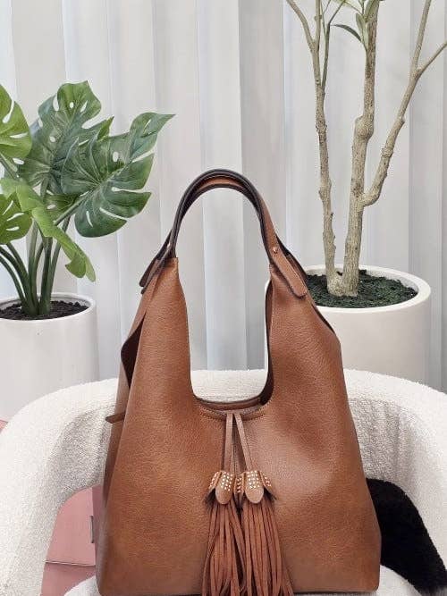 EE85228 Kai Three compartments Hobo with Tassel for wholesale by MiMi Wholesale