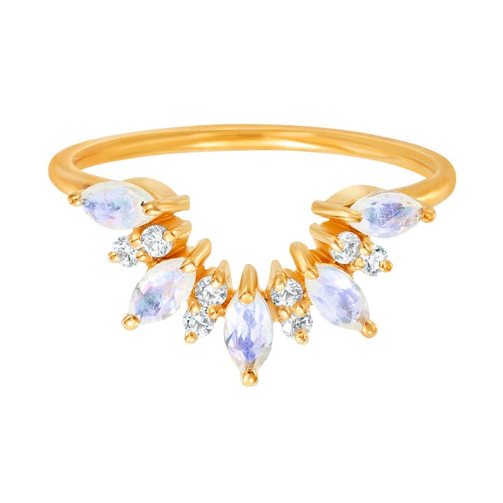 Rainbow månsten & diamant soluppgång båge ring för wholesale av La Kaiser