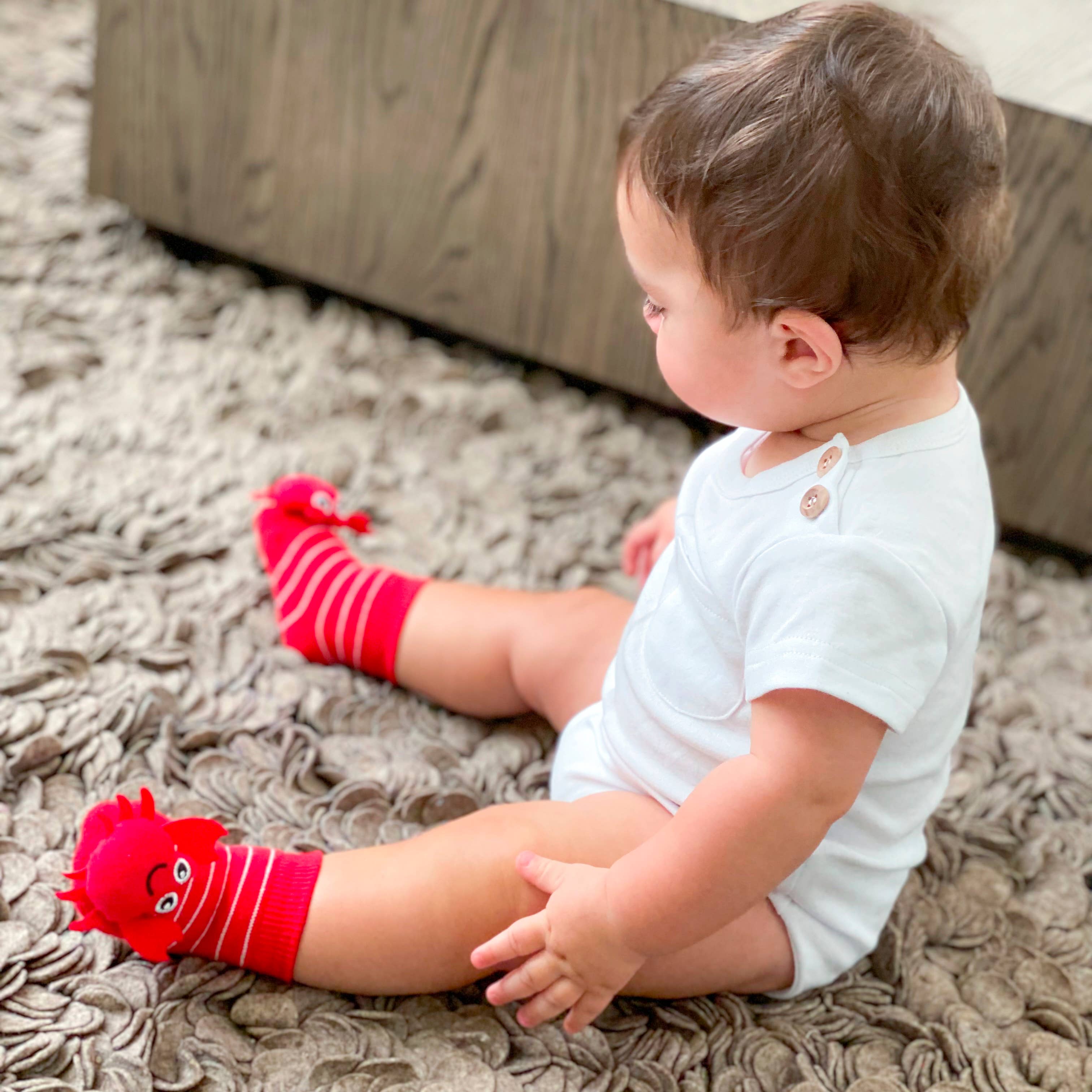 Boogie Toes – Großhandel Socken – Kind & Baby – Red Crabby Crab Boogie Toes Rassel Socken3