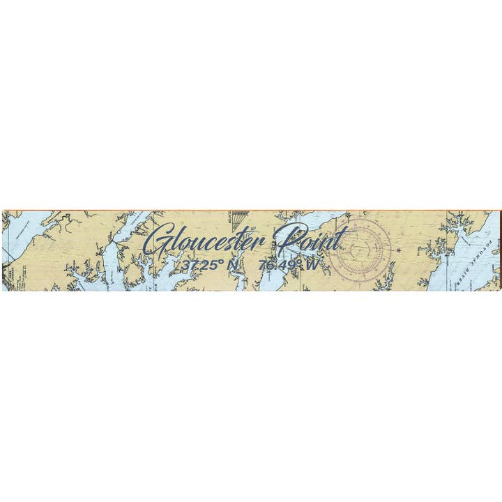 Carte graphique NOAA de Gloucester Point | Impression murale sur bois véritable pour la vente par Mill Wood Art